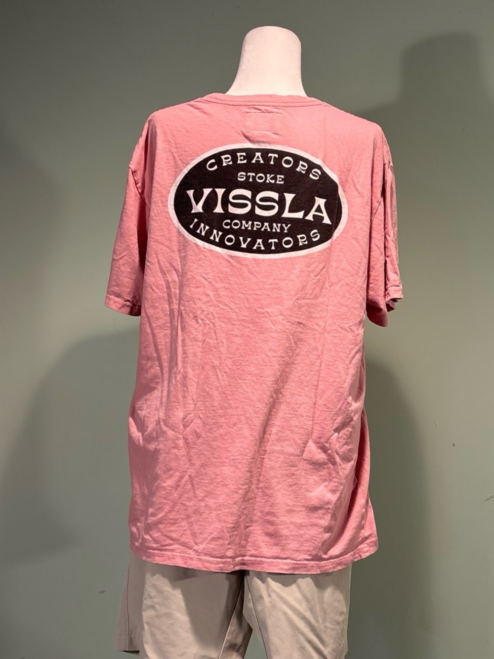 Mens Vissla Pink Crewneck surfing  T-Shirt size XL
